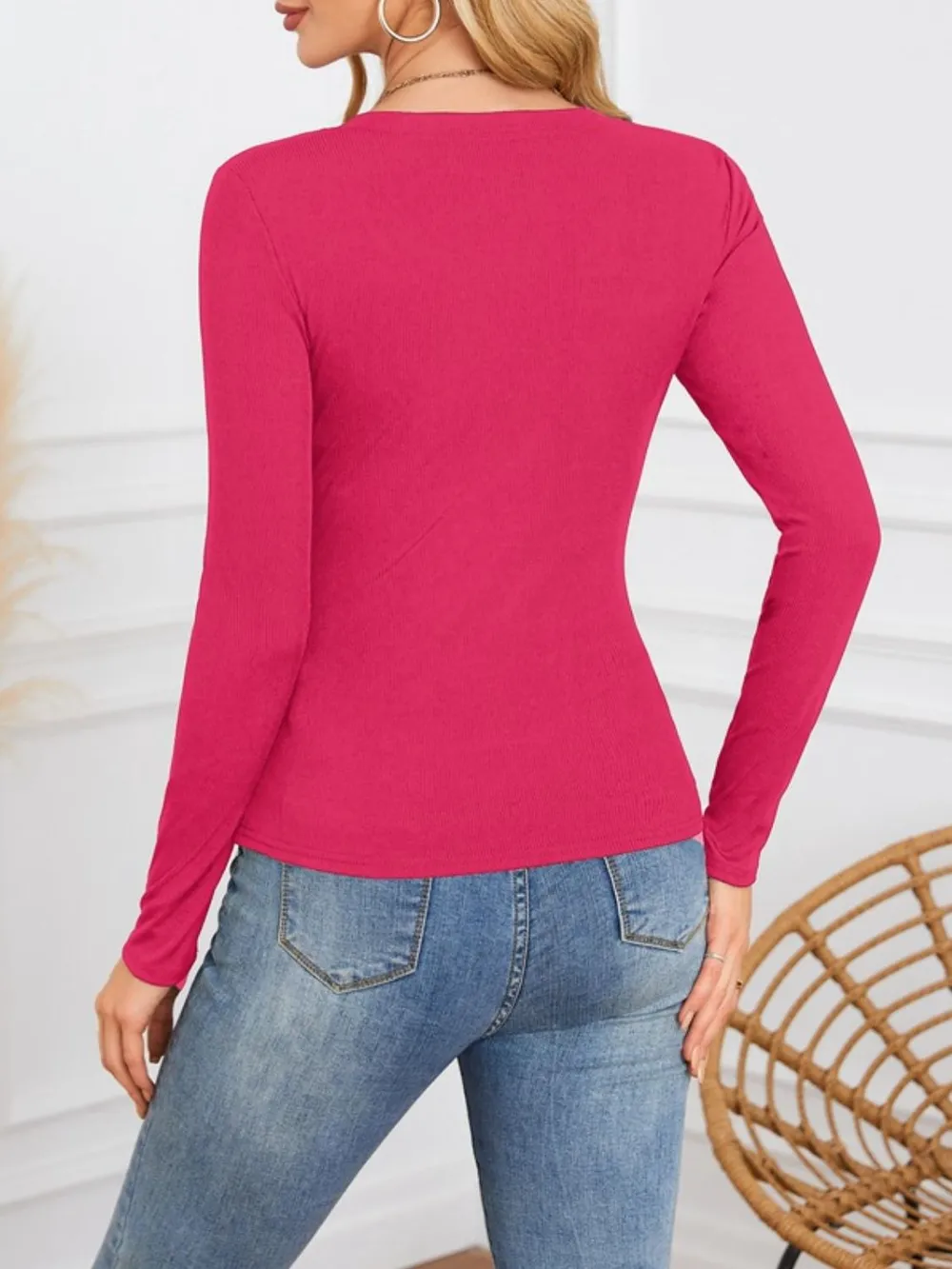 Notched Long Sleeve T-Shirt, image 12