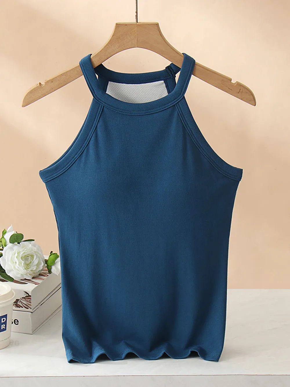 Grecian Neck Tank With Chest Pads, image 12