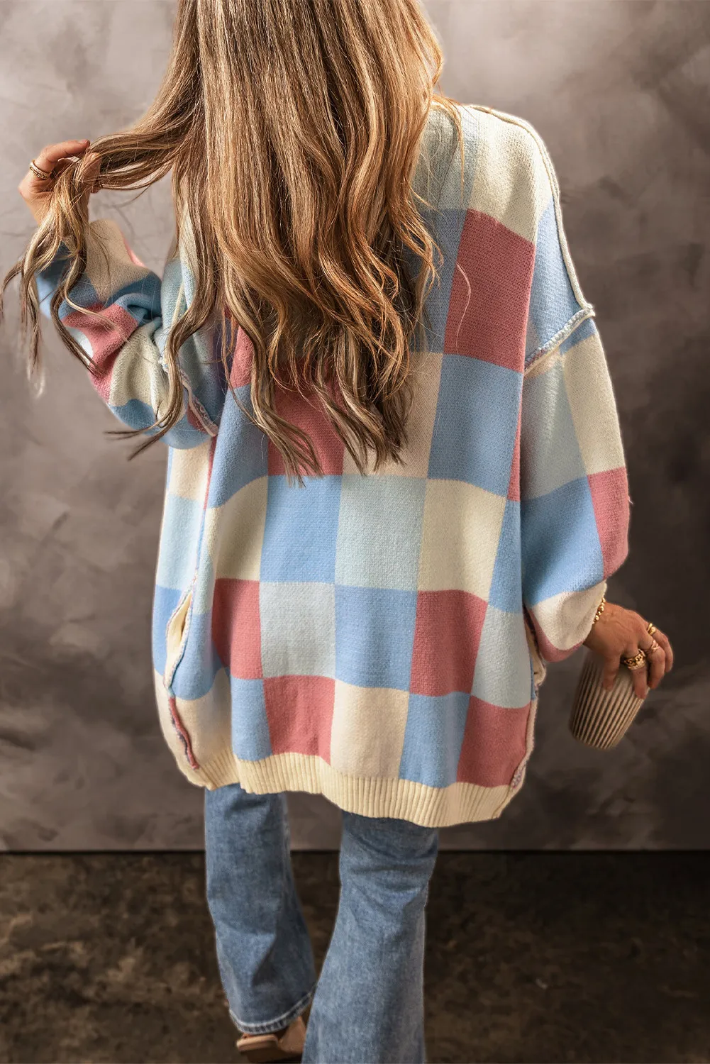 Color Block Open Front Long Sleeve Cardigan, image 4