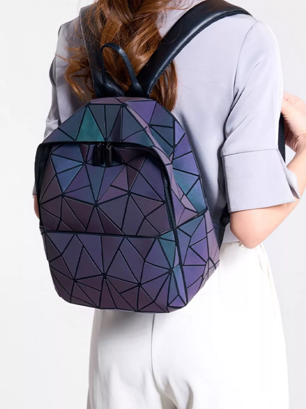 Geometric Adjustable Straps Backpack Bag, image 2