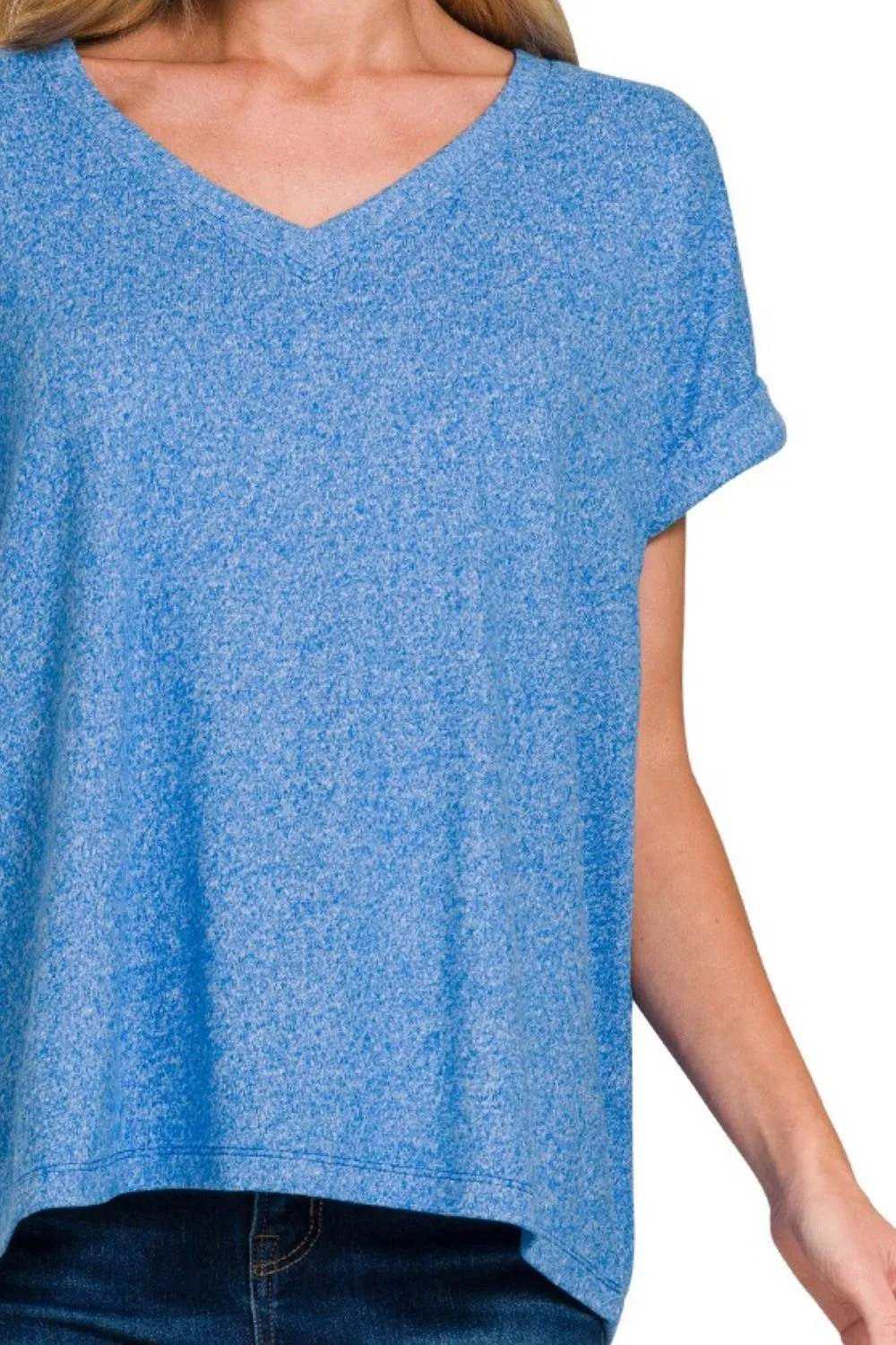 Soft Melange Hacci V-neck Tee, image 3