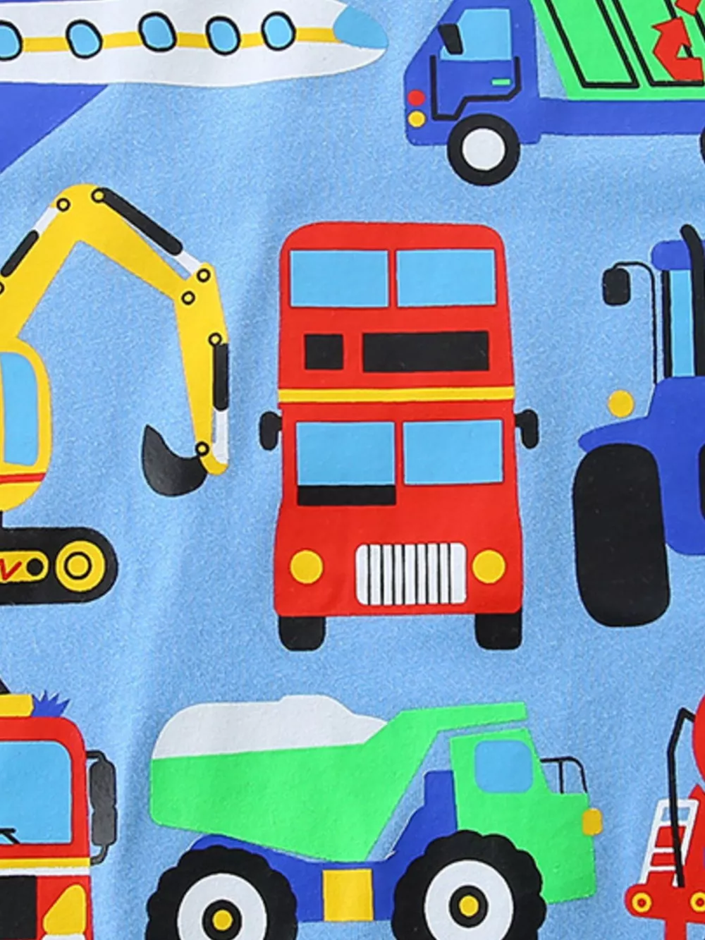 Children's Cartoon Vehicle Crew Neck Short Sleeve T-Shirt, image 4