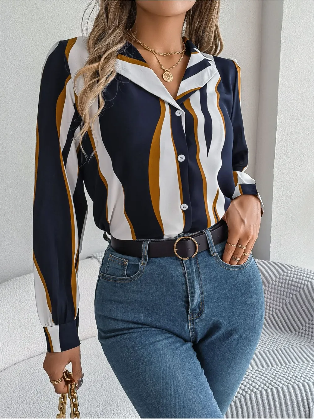 Printed Button Up Long Sleeve Shirt, image 11