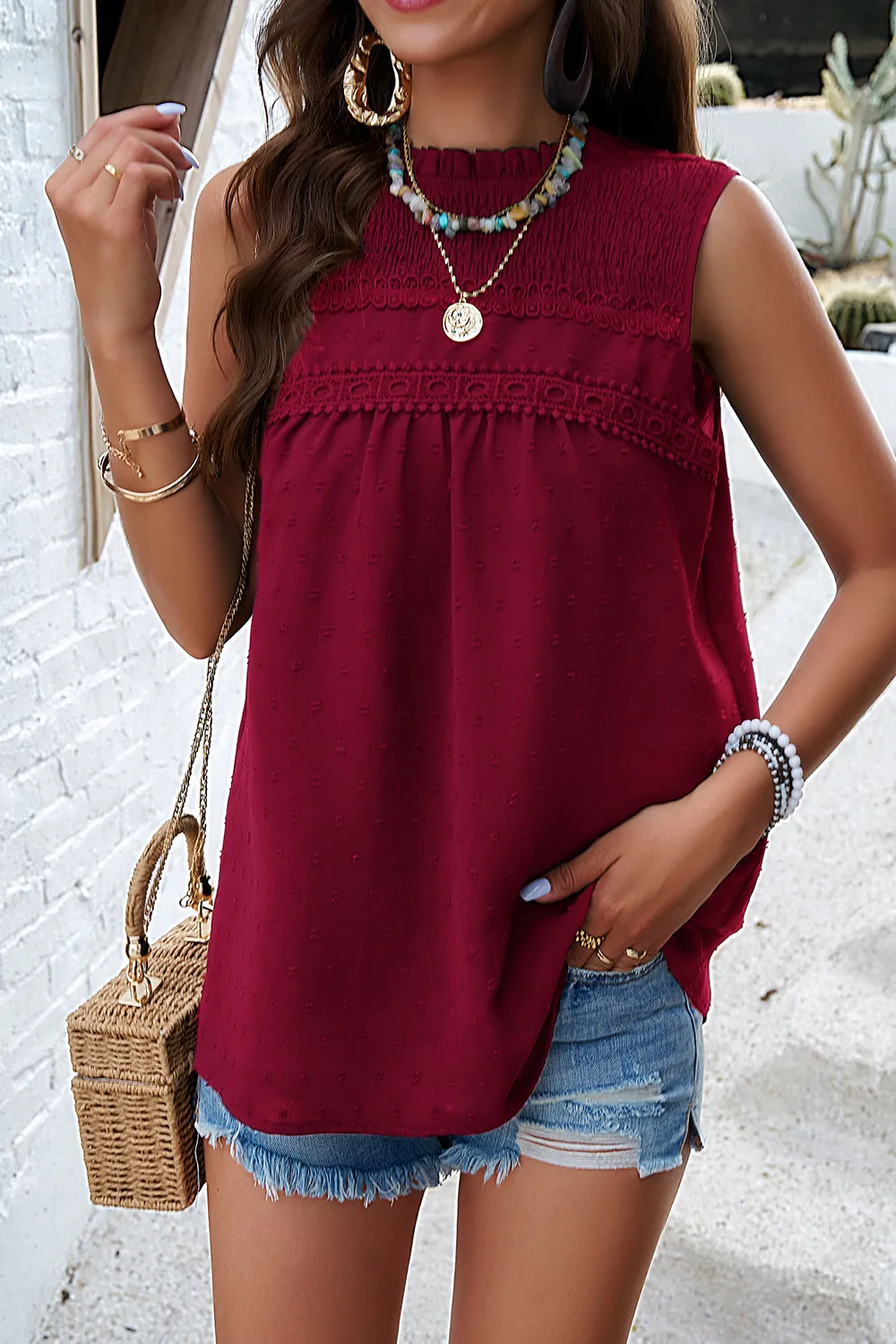 Swiss Dot Round Neck Tank, image 12