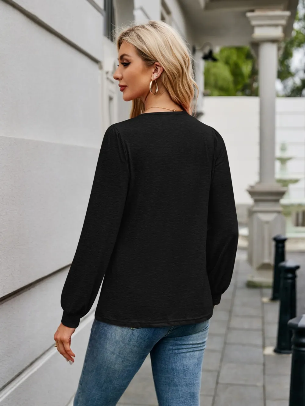 V-Neck Long Sleeve T-Shirt, image 14