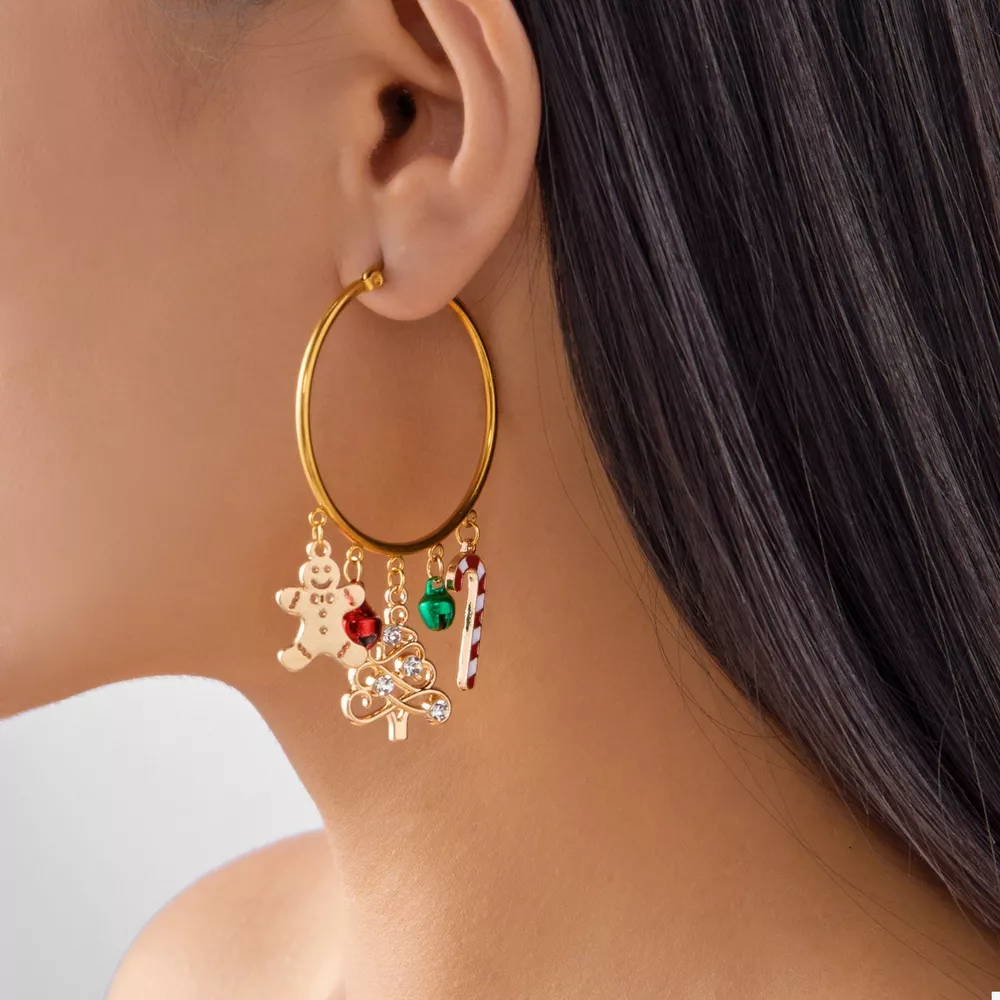 Christmas Theme Hoop Earrings, image 4