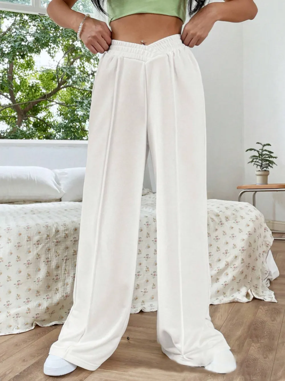 Elastic Waist Wide Leg Pants, image 13