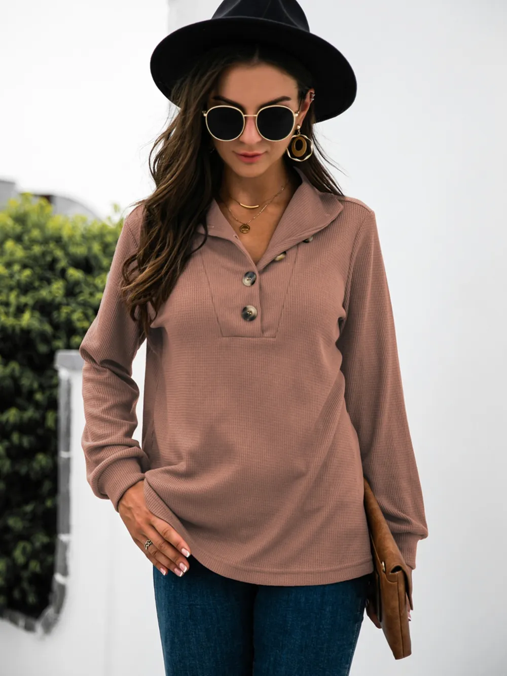 Half Button Long Sleeve T-Shirt, image 2