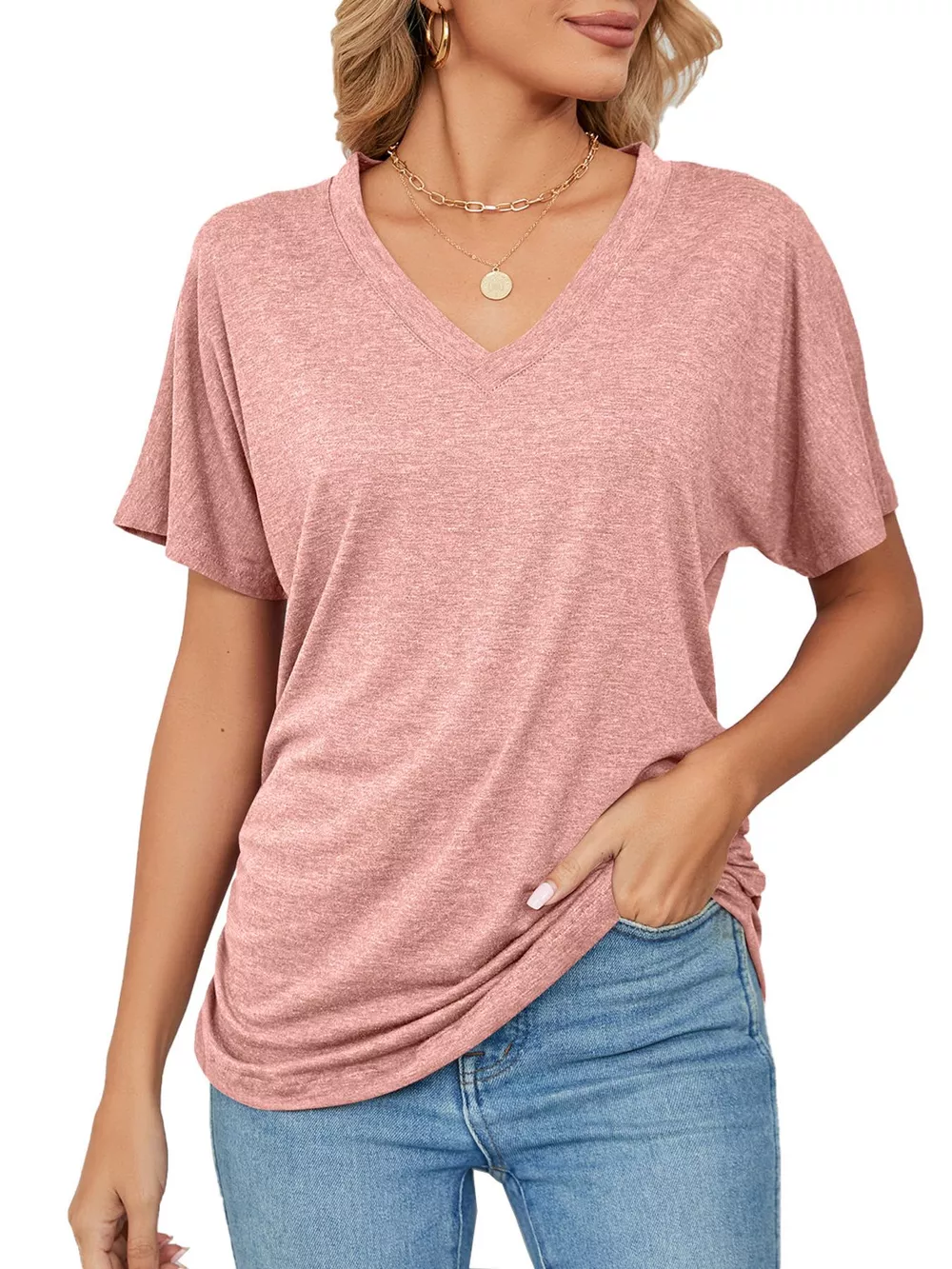 Casual V-Neck Short Sleeve T-Shirt, image 27