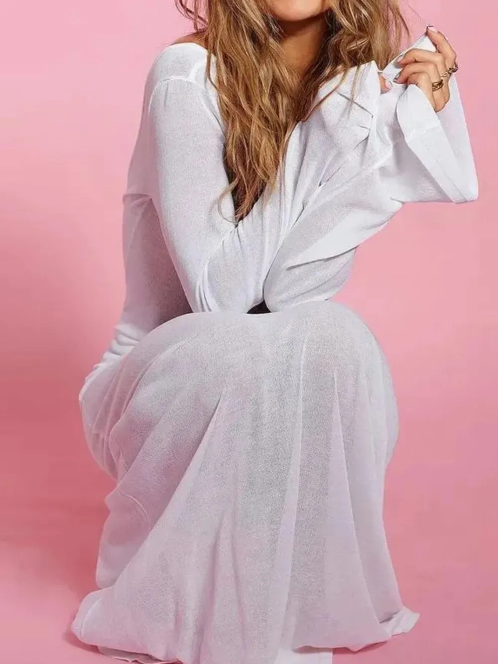 Backless Long Sleeve Maxi Cover-Up, image 5