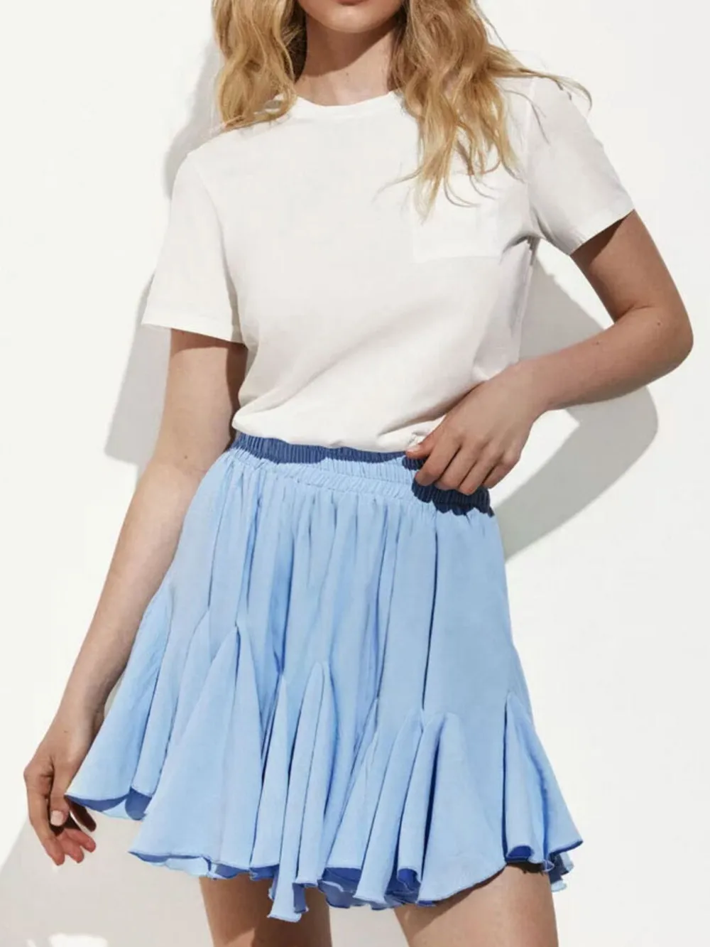 Elastic Waist Ruffled Hem Skirt, image 10