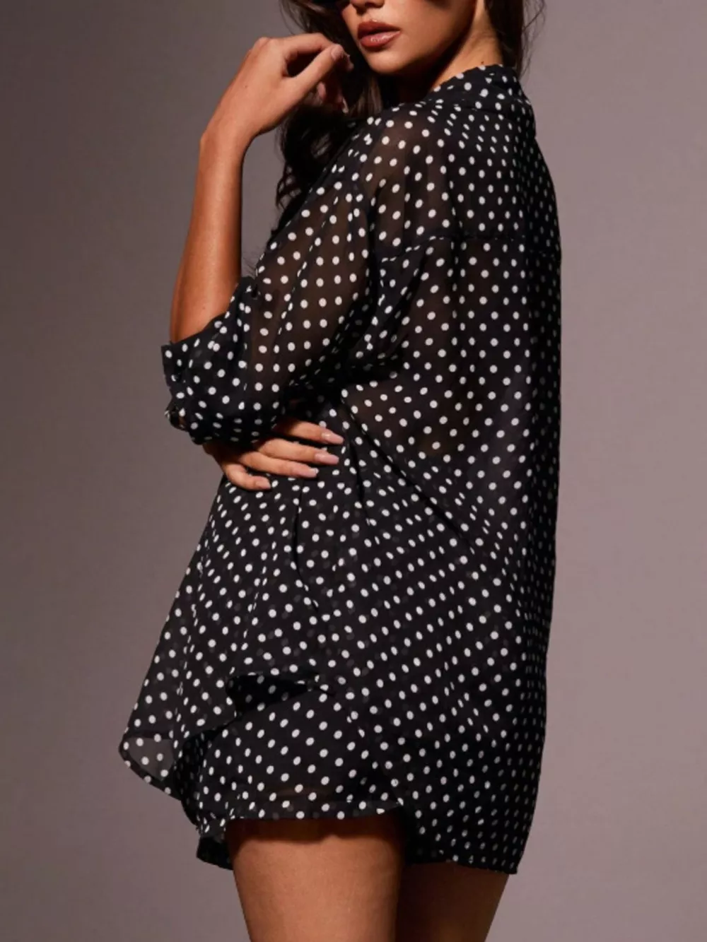 Polka Dot Button Up Shirt and Shorts Set, image 4