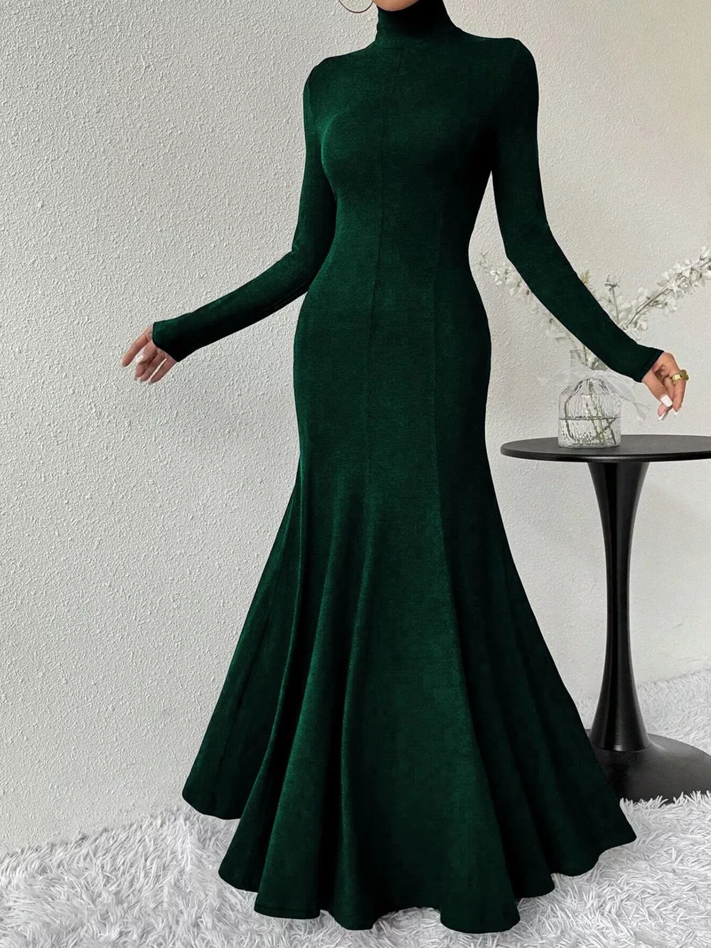 Turtleneck Long Sleeve Maxi Mermaid Dress, image 10