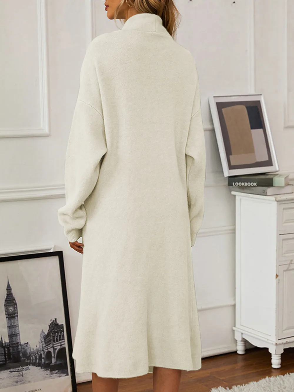 V-Neck Cami Dress and Open Front Cardigan Sweater Set, image 17