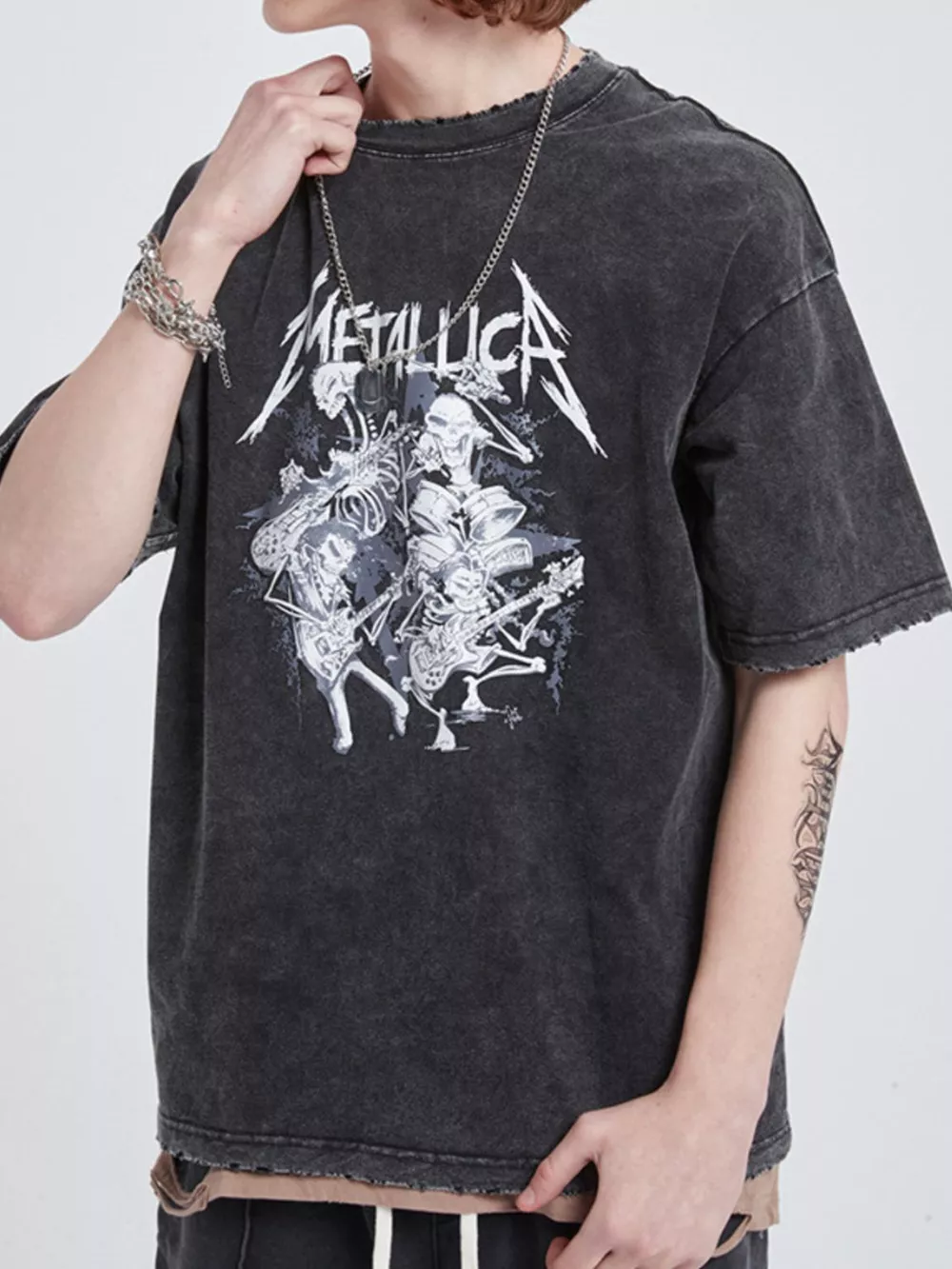 Men's Graphic Round Neck Wash T-Shirt, image 2
