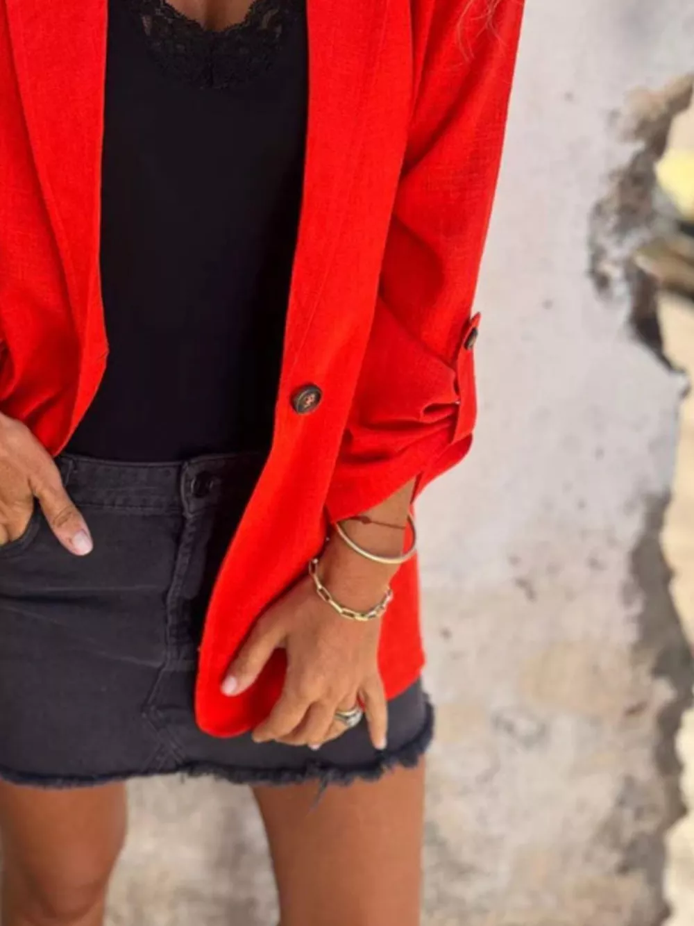 Full Size Lapel Collar Long Sleeve Blazer Plus Size, image 4