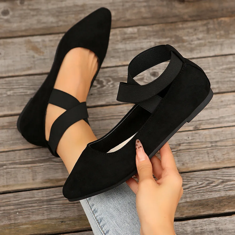 Crisscross Point Toe Flat Slip-Ons, image 3