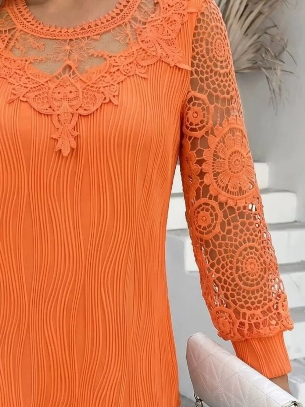 Lace Patchwork Long Sleeve Blouse, image 17