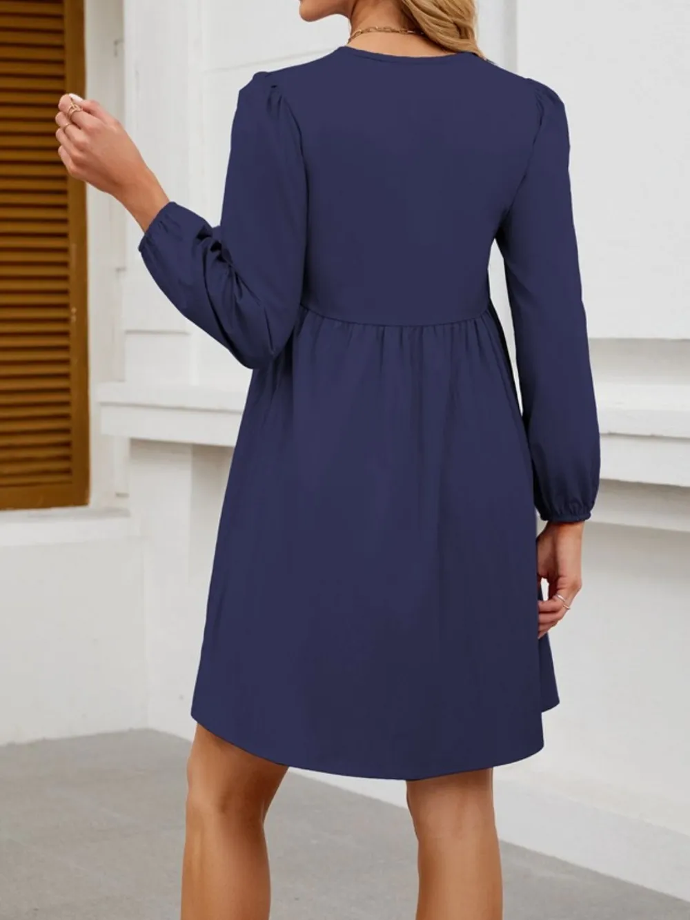 Tie Front Long Sleeve Mini Dress, image 10