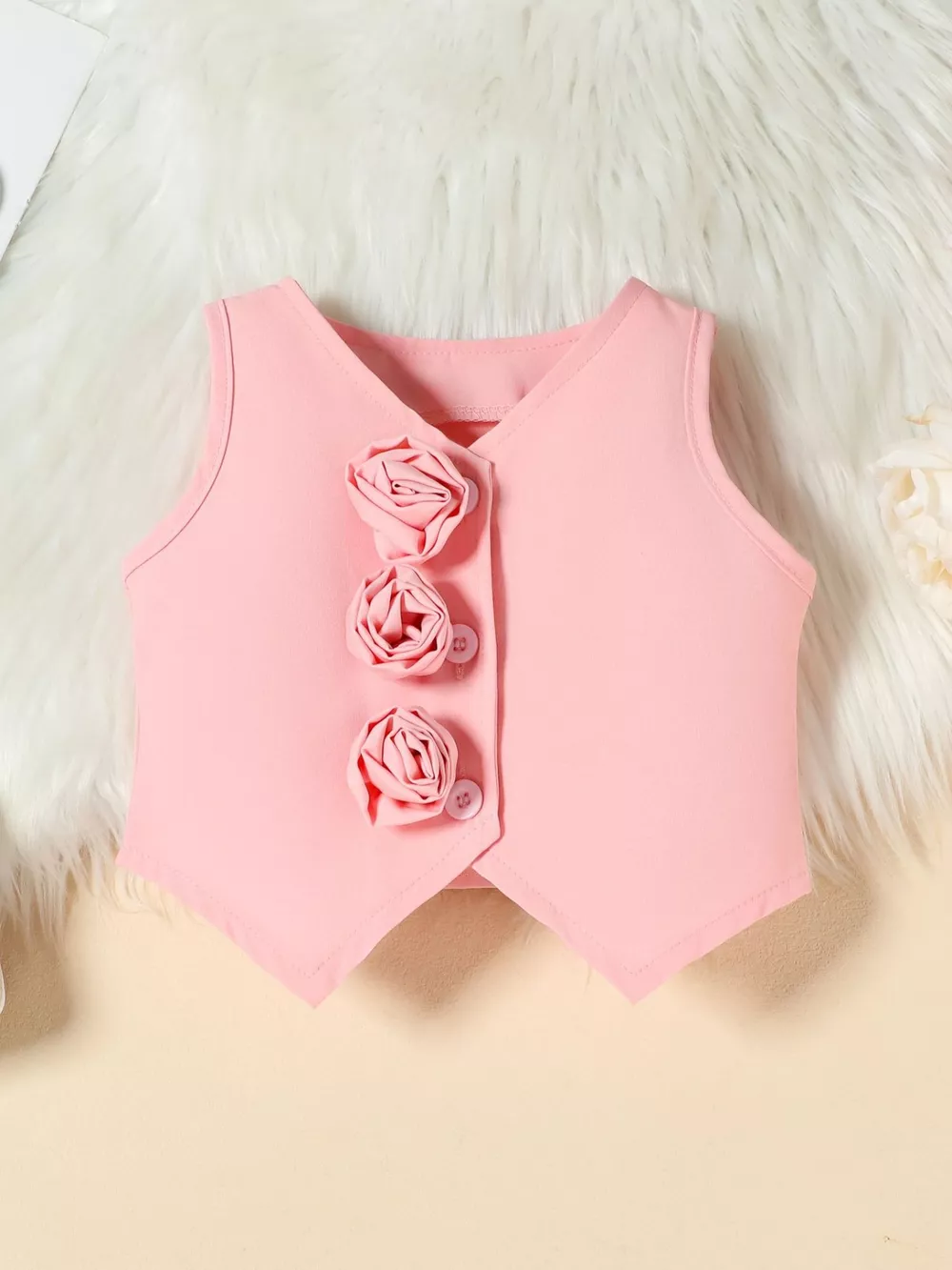 Children's Floral Decor Vest & Pleated Skirt Set, image 2