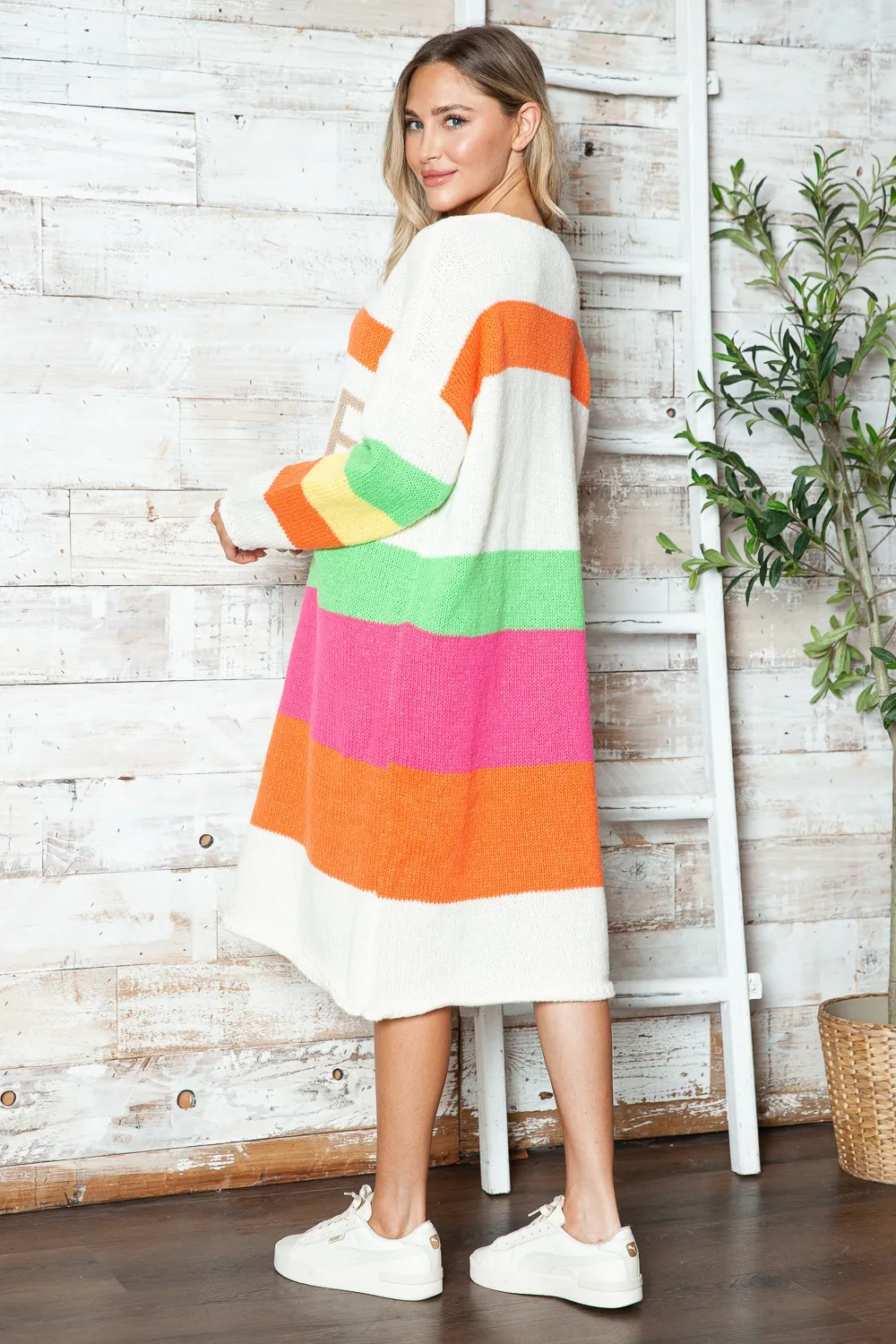Color Block V-Neck Long Sleeve Sweater Dress, image 9