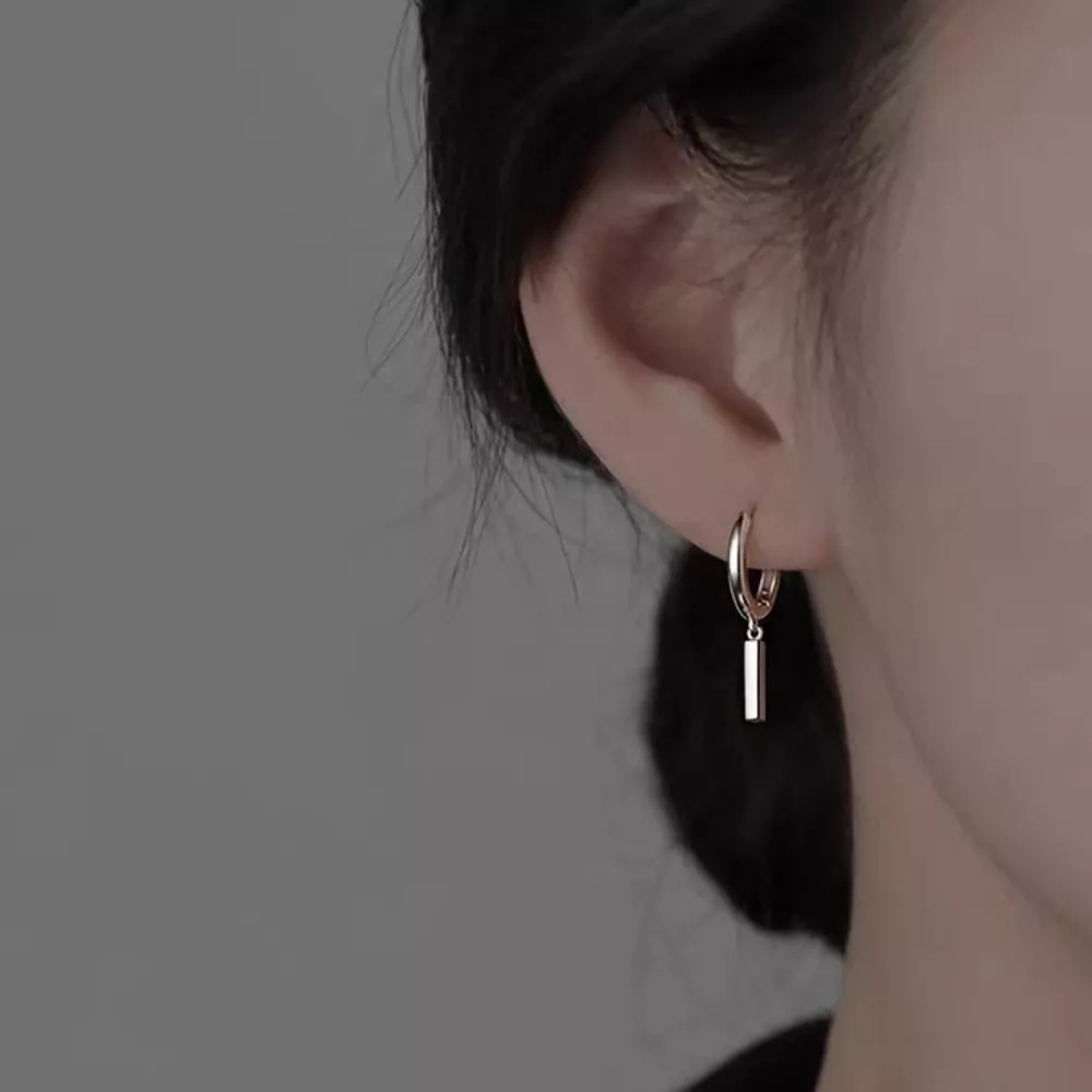 925 Sterling Silver Hoop Bar Earrings, image 3