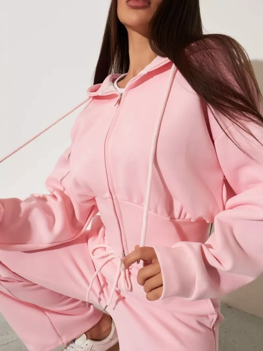 Zip-Up Hoodie and Wide-Leg Sweatpants Set, image 22