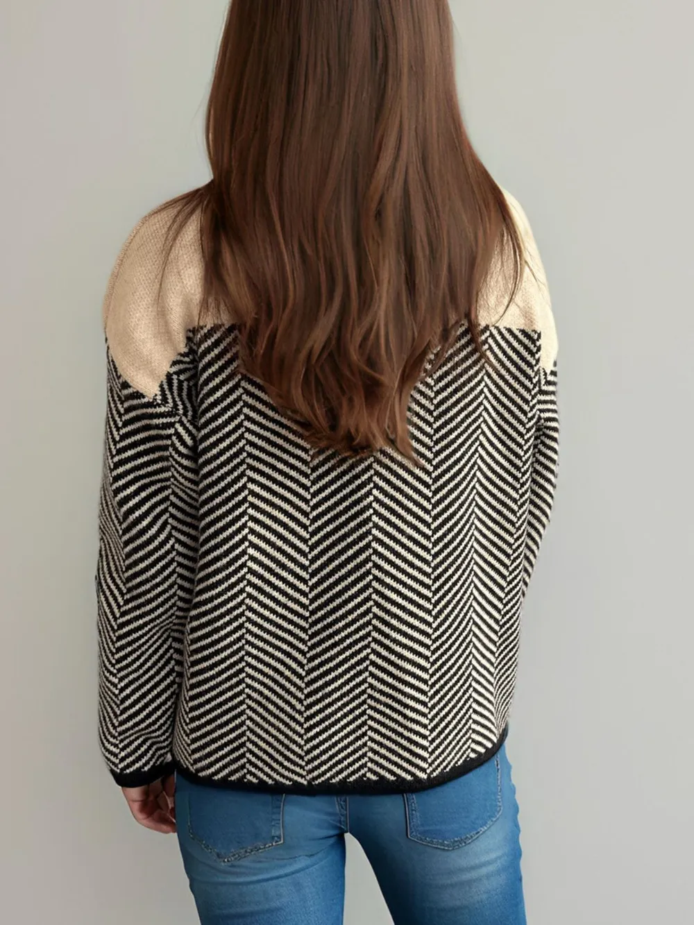 Contrast Turtleneck Long Sleeve Sweater, image 3