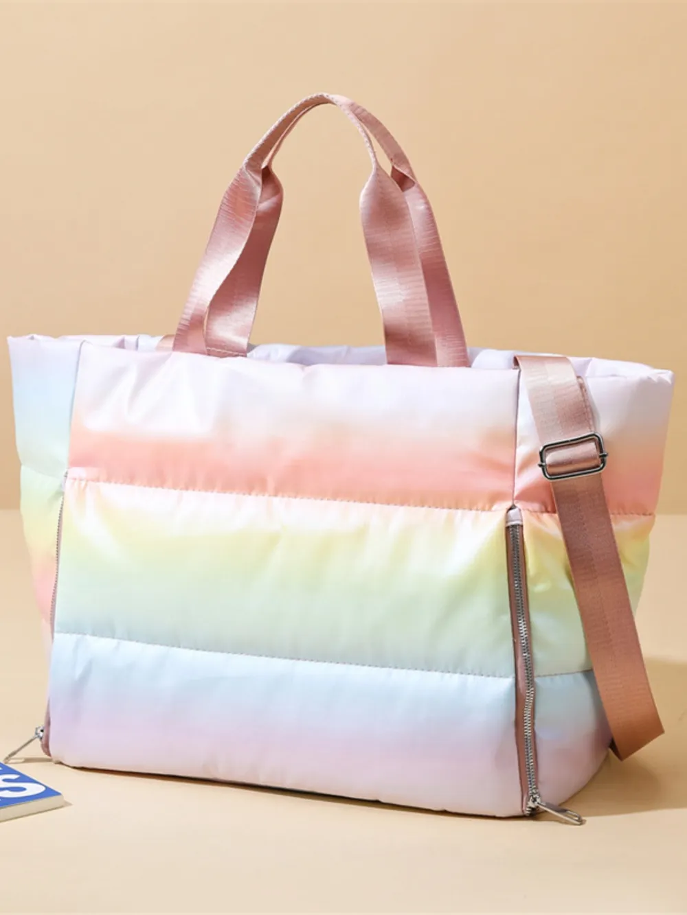 Gradient Quilted Travel Bag with Side Zippers, image 2