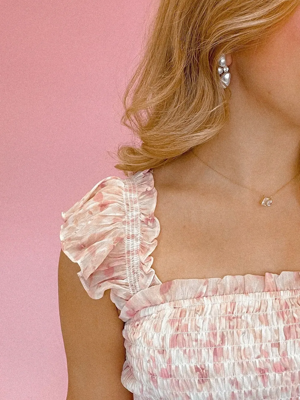 Smocked Ruffle Layered Floral Midi Dress, image 9