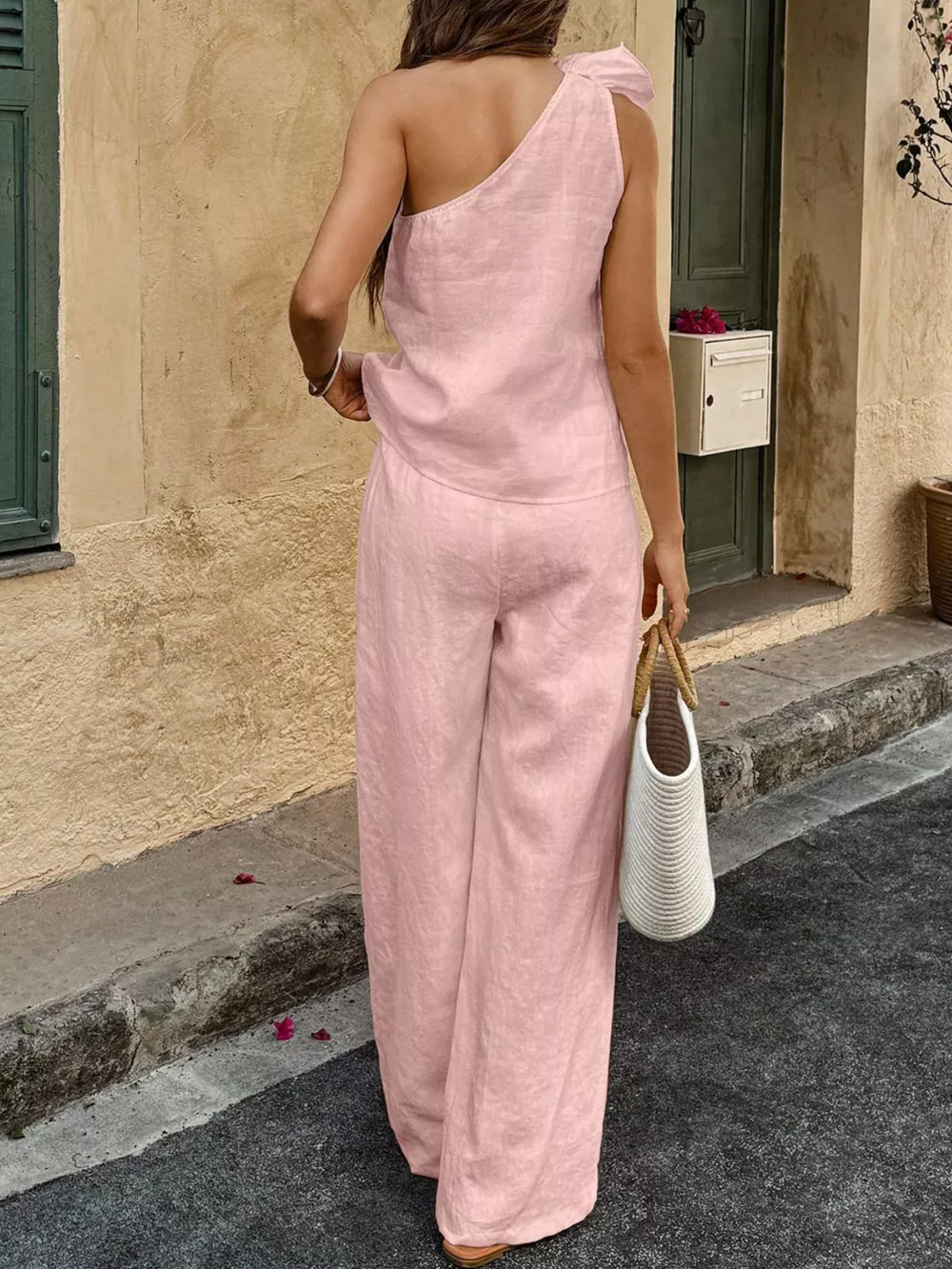 One-Shoulder Floral Embellished Top and Pants Set, image 20
