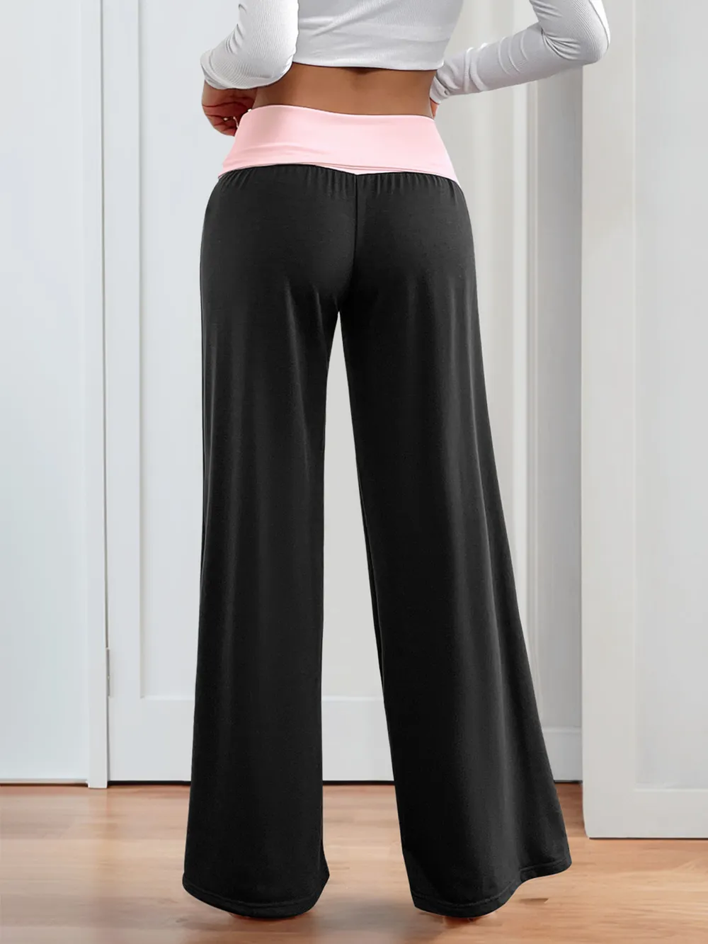 Contrast Waistband Wide Leg Pants, image 15