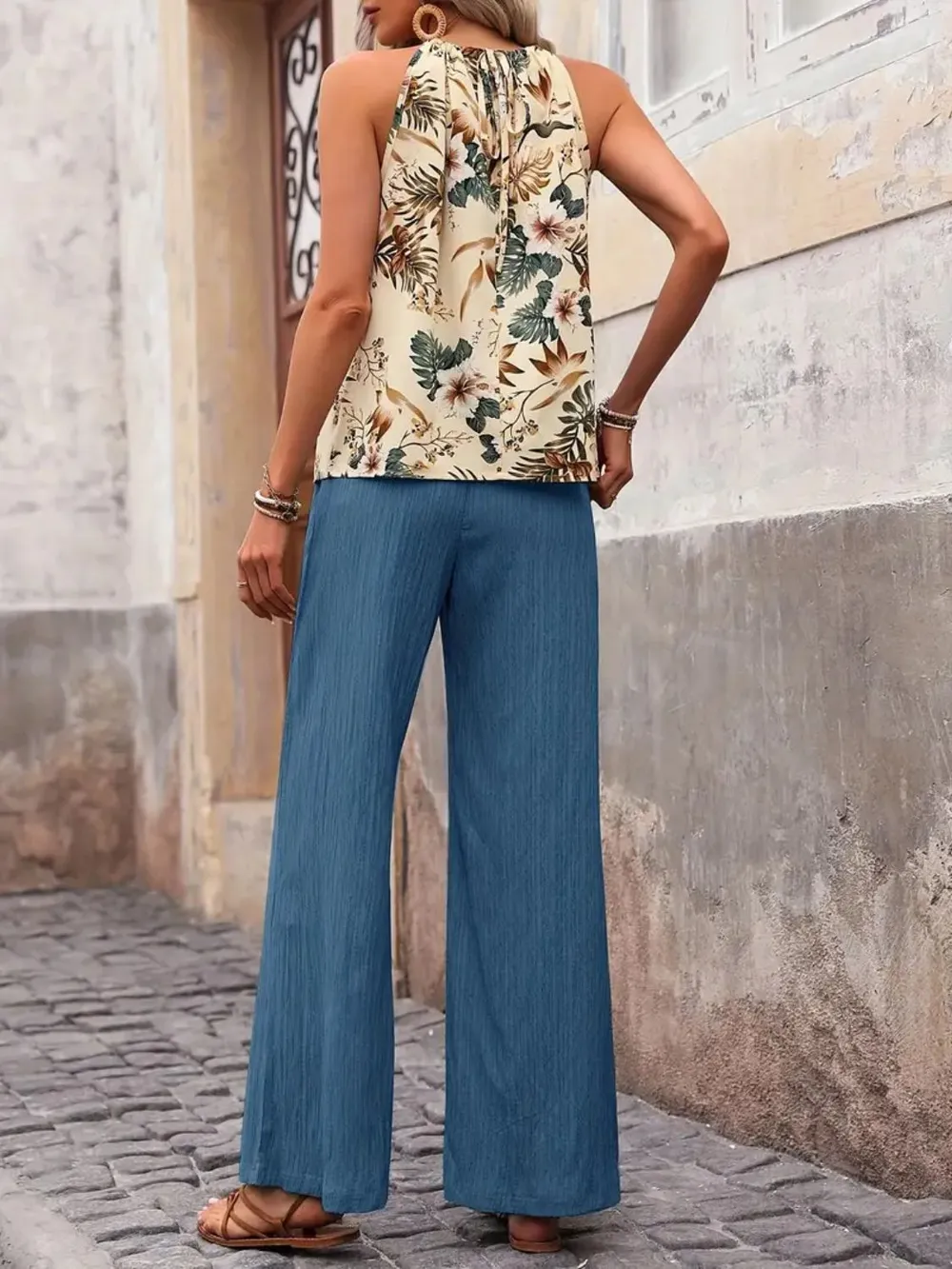 Printed Tank Top and Wide Leg Pants Set, image 13