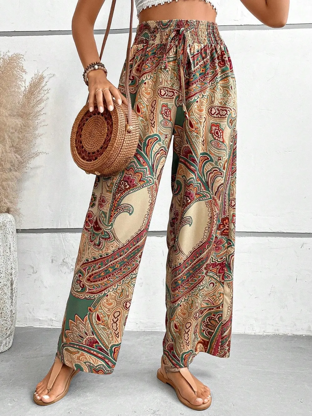 Printed Wide Leg Pants, image 8