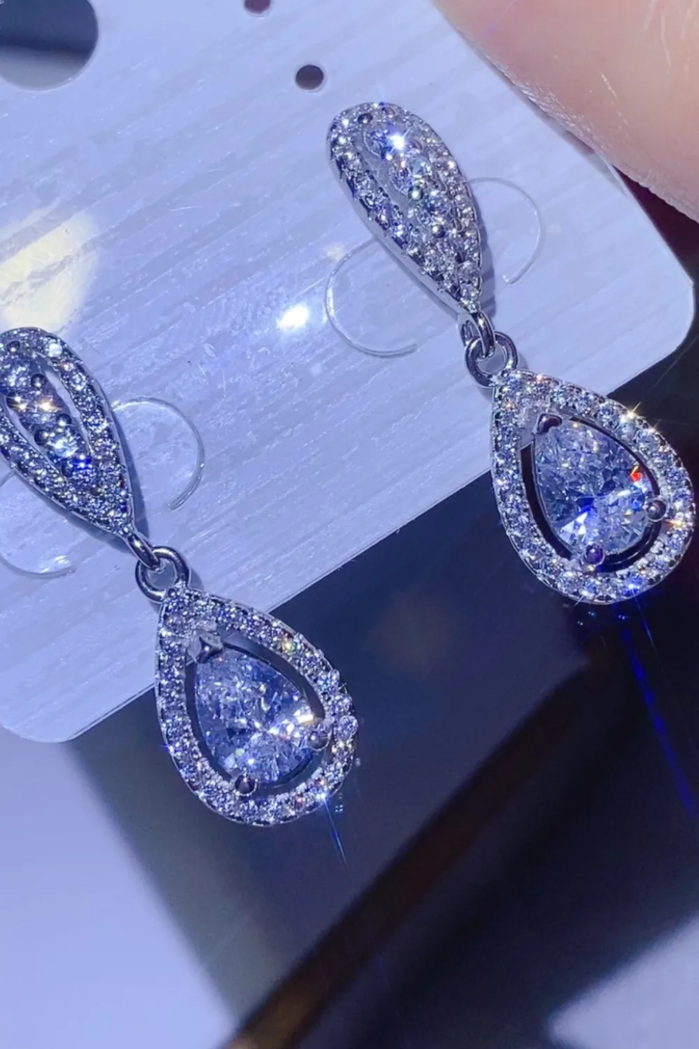 2 Carat Moissanite 925 Sterling Silver Teardrop Earrings, image 2