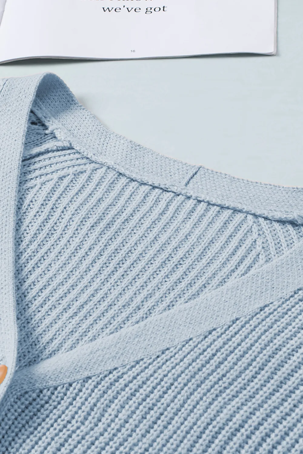 Openwork V-Neck Button Up Cardigan, image 8