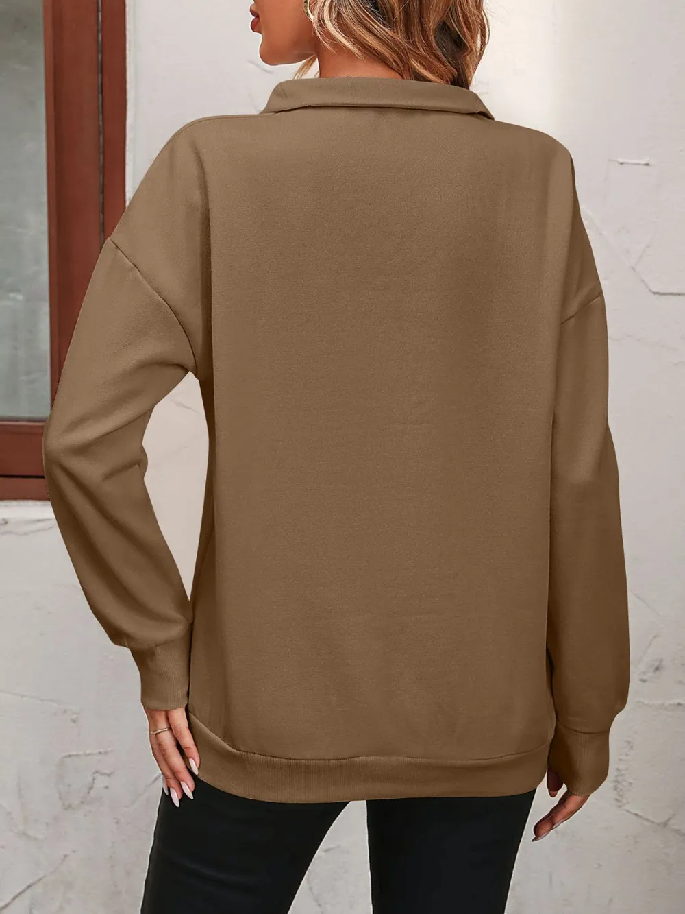 Zip-Up Dropped Shoulder Sweatshirt, image 10