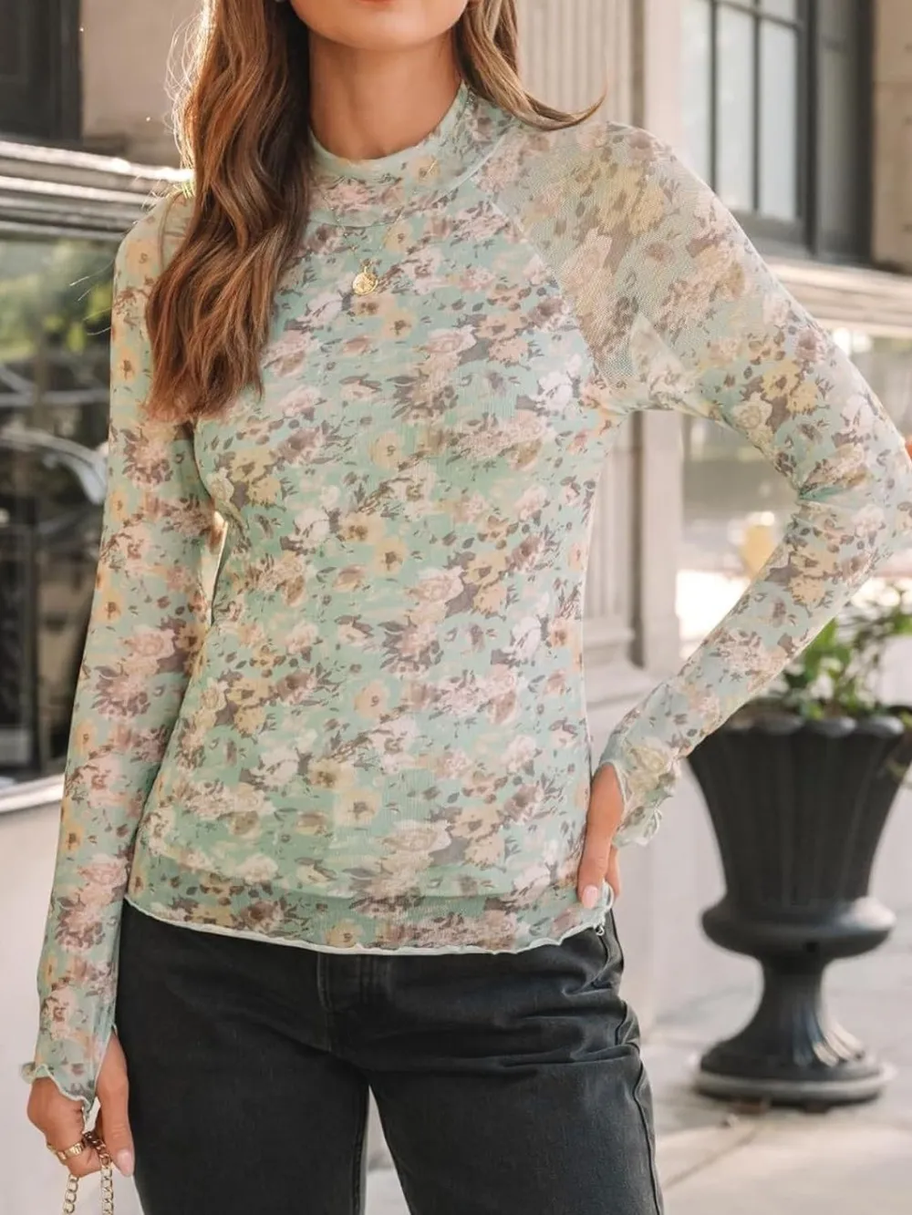 Mock Neck Long Sleeve Top, image 6