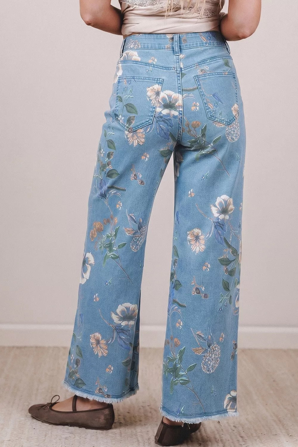 Floral Print Wide-Leg Jeans, image 3