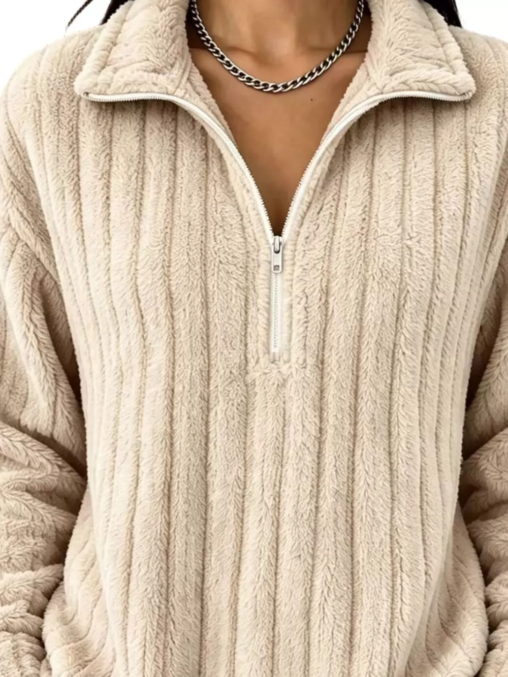 Quarter-Zip Dropped Shoulder Sweatshirt, image 6