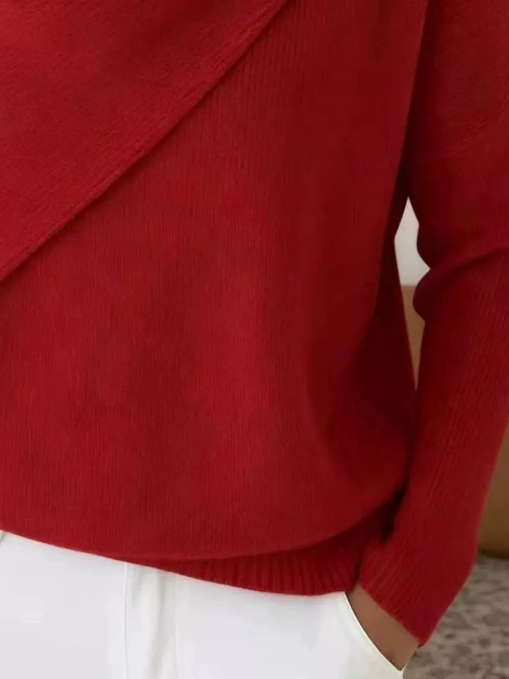 Full Size Solid Color Cowl Neck Sweater Plus Size, image 9