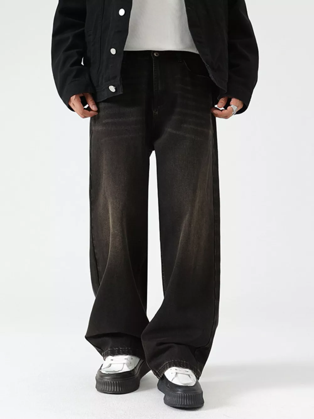 Men's Wash Wide Leg Jeans