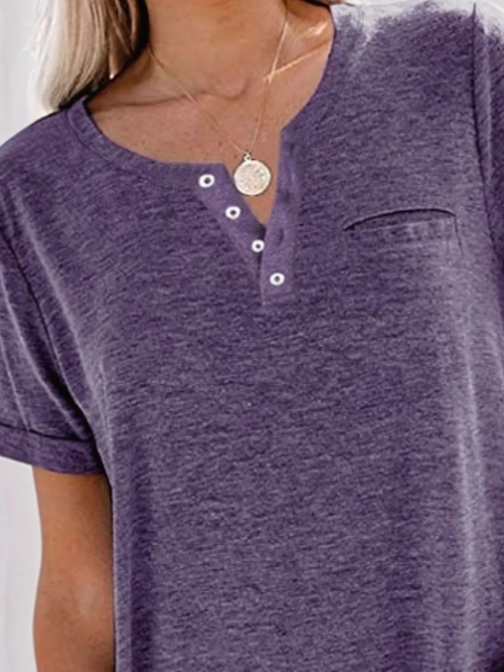 Full Size Notched Short Sleeve T-Shirt Plus Size, image 17
