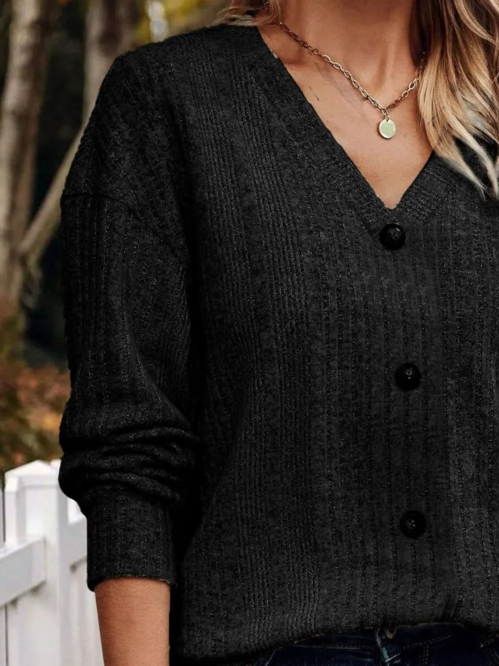 V-Neck Long Sleeve T-Shirt, image 11