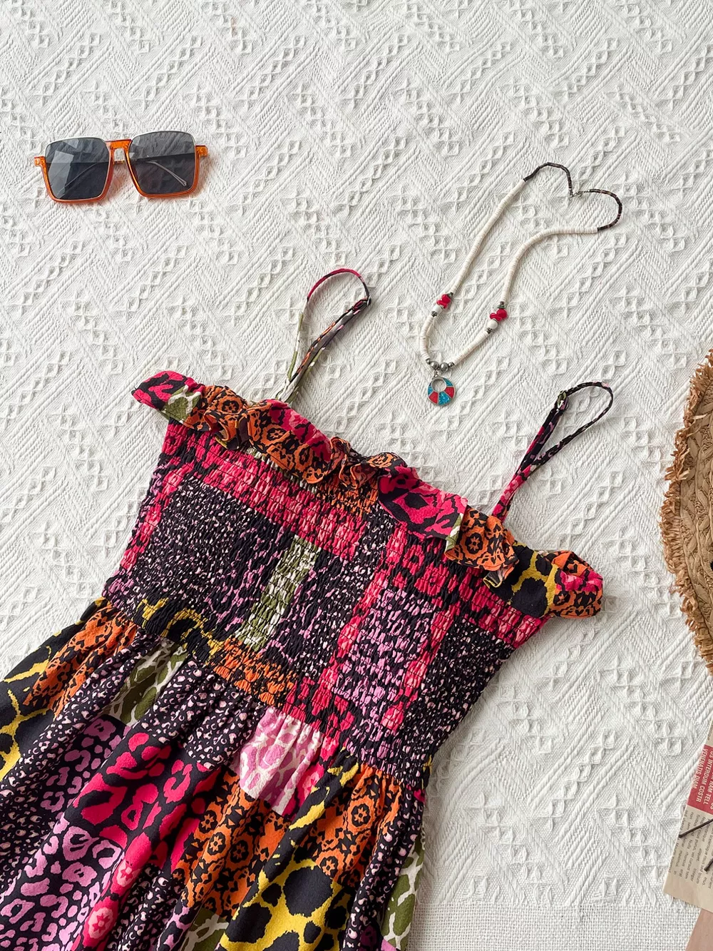 Smocked Leopard Cami Dress, image 2