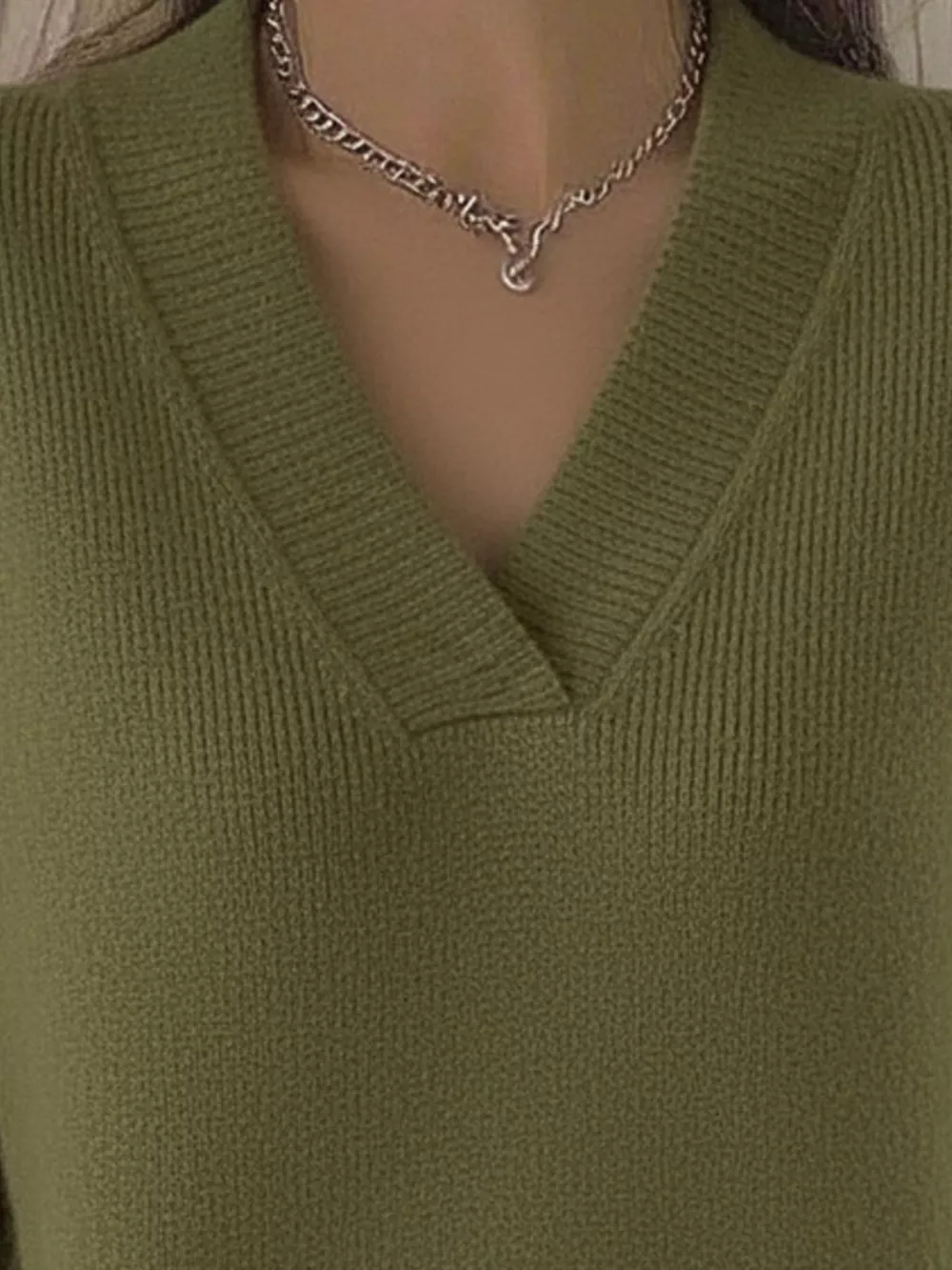 Full Size V-Neck Long Sleeve Sweater Plus Size, image 14