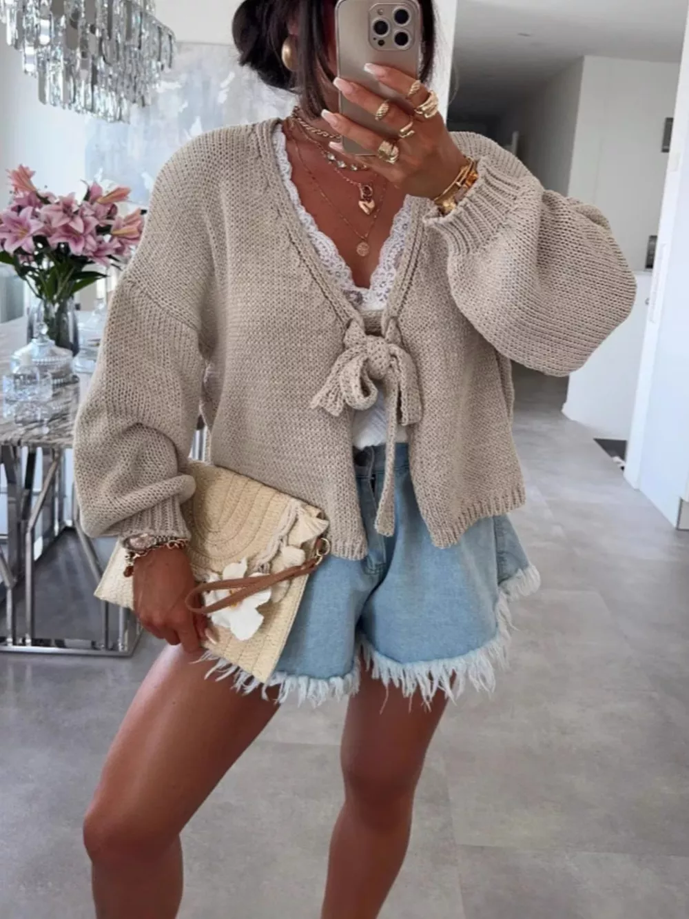 Chunky Knit Tie-Front Cardigan, image 11