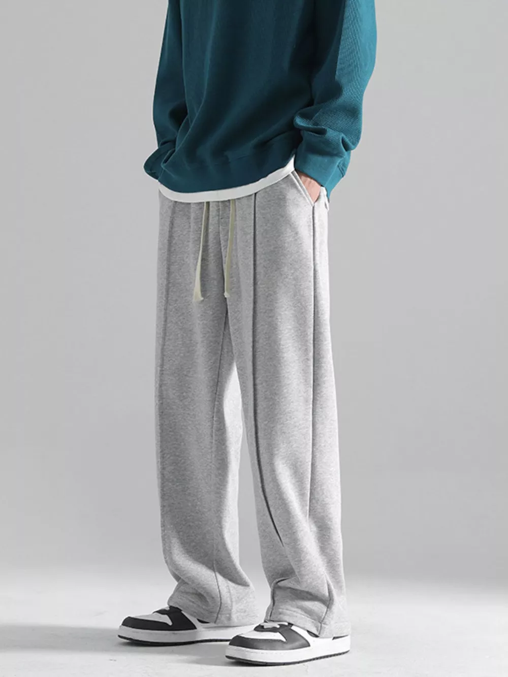 Men's Plus Size Casual Wide Leg Drawstring Pants, image 4