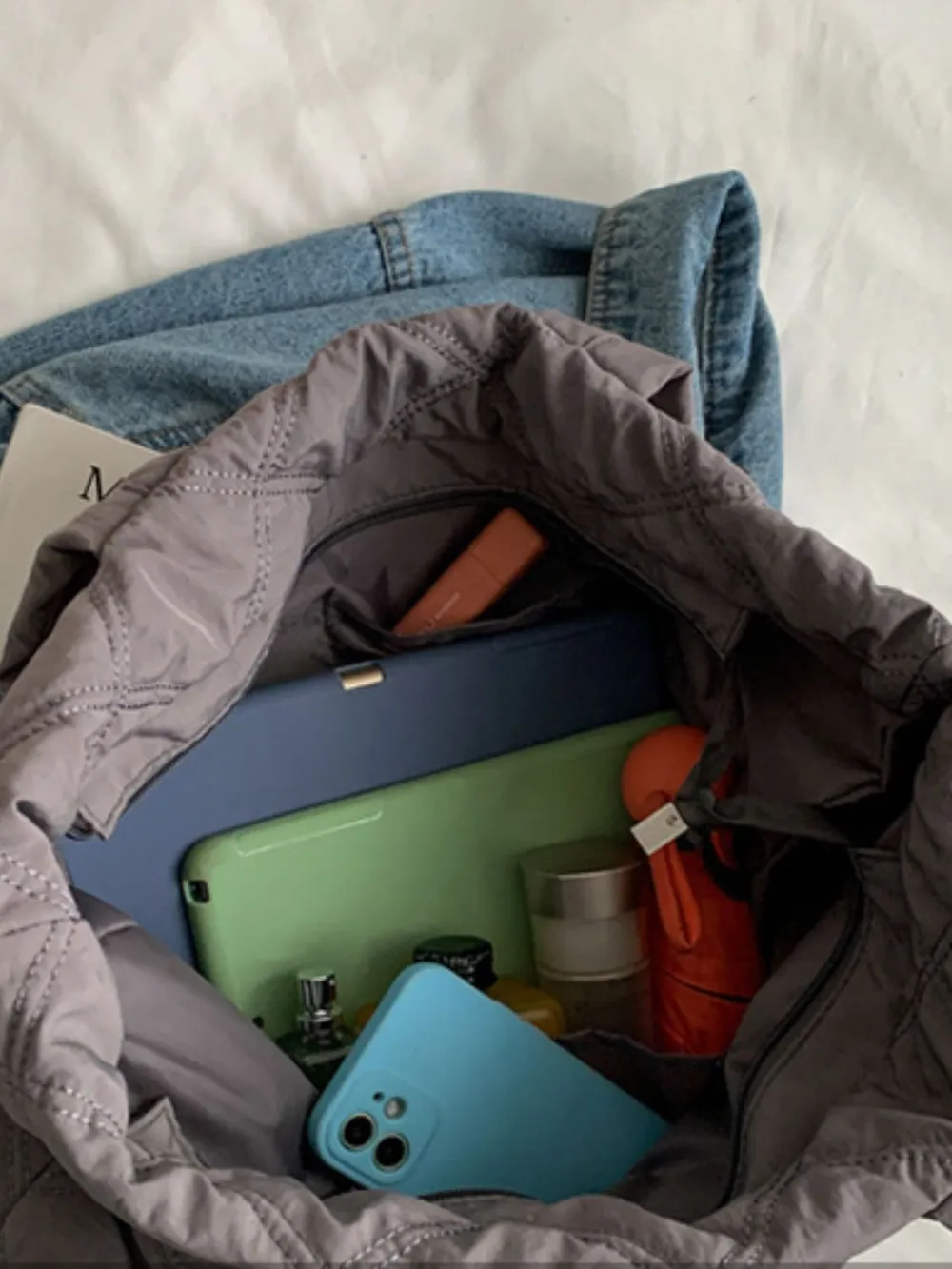 Quilted Nylon Large Tote Bag, image 5