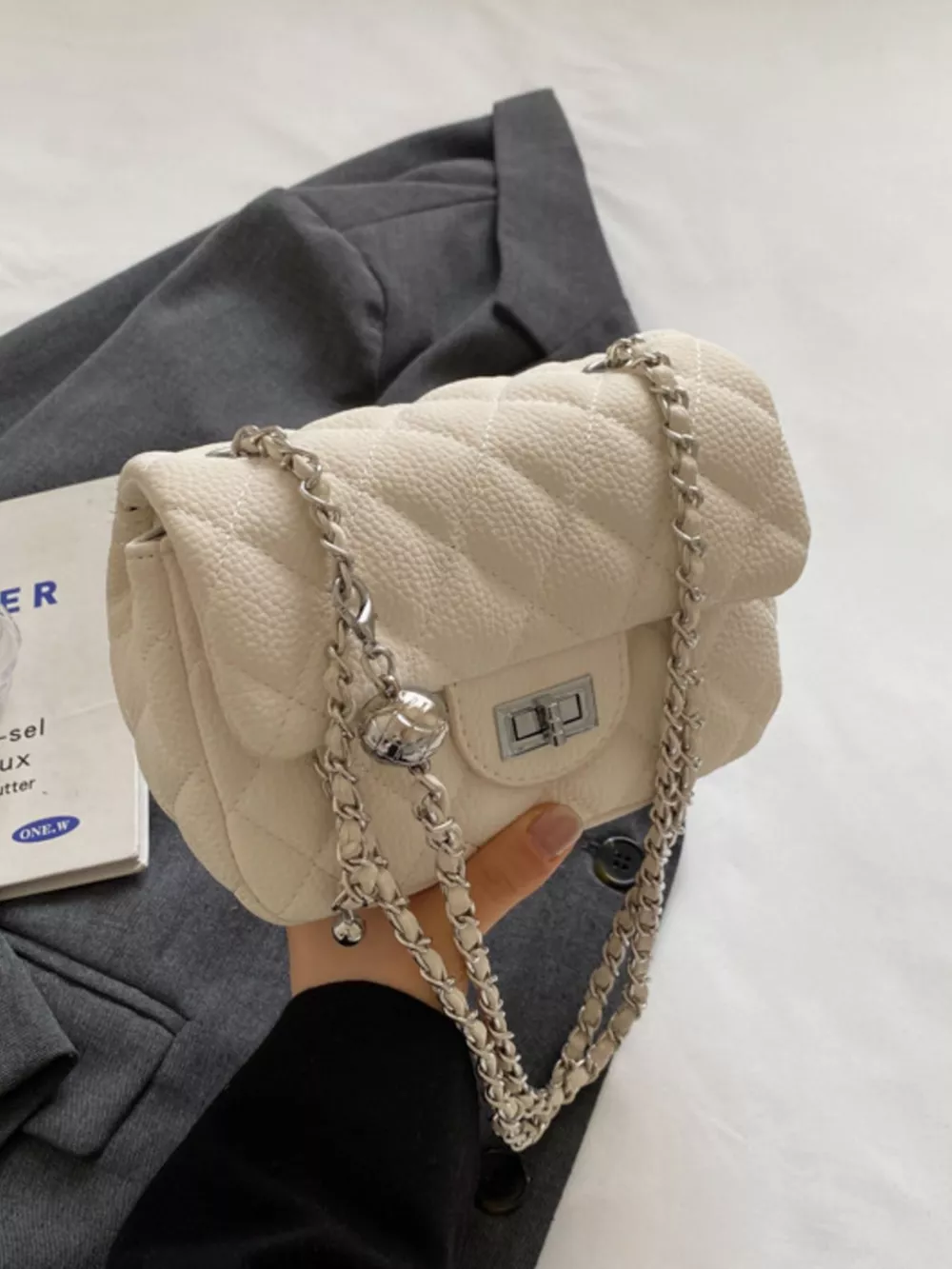 Quilted Chain Crossbody Bag, image 5